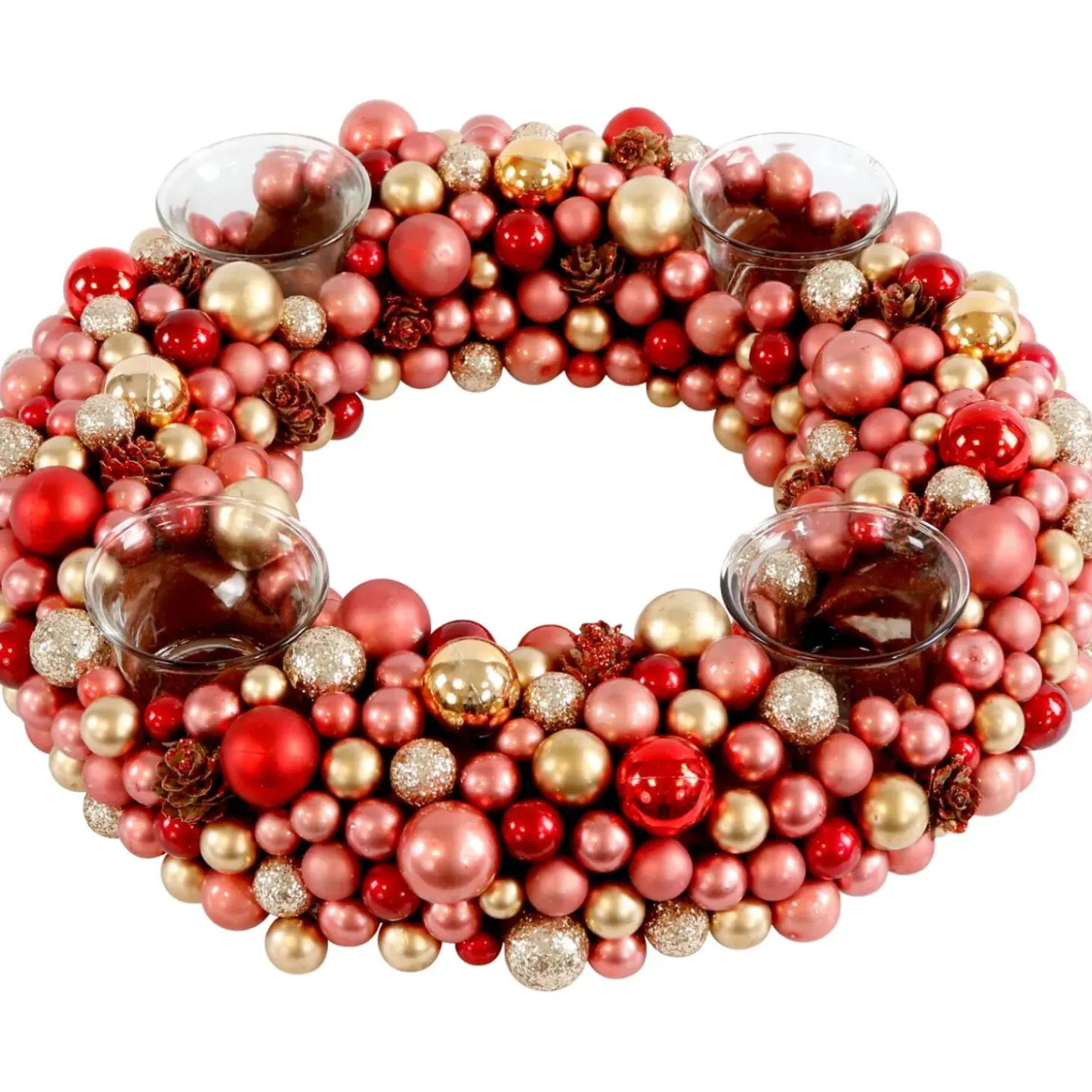 Adventskranz Aus Kugeln, Rot-Gold