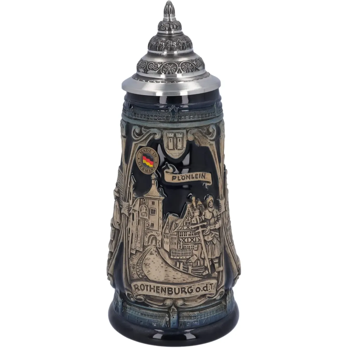 Bierkrug Mit Zinndeckel "Rothenburg Mit Ritter", 0,5L