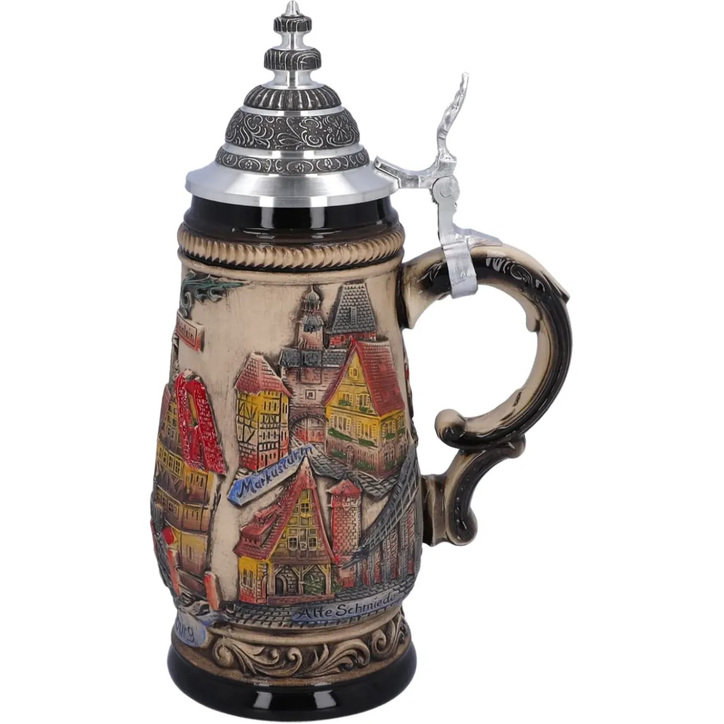 Bierkrug Mit Zinndeckel "Rothenburg", Natur, 0,5L