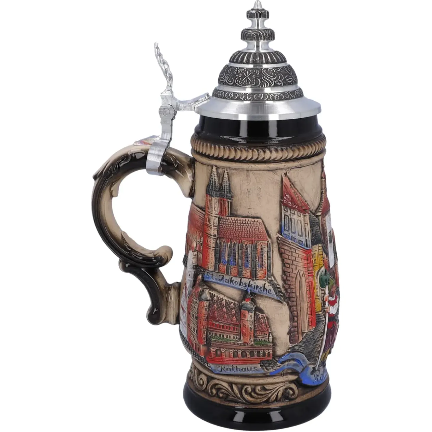 Bierkrug Mit Zinndeckel "Rothenburg", Natur, 0,5L