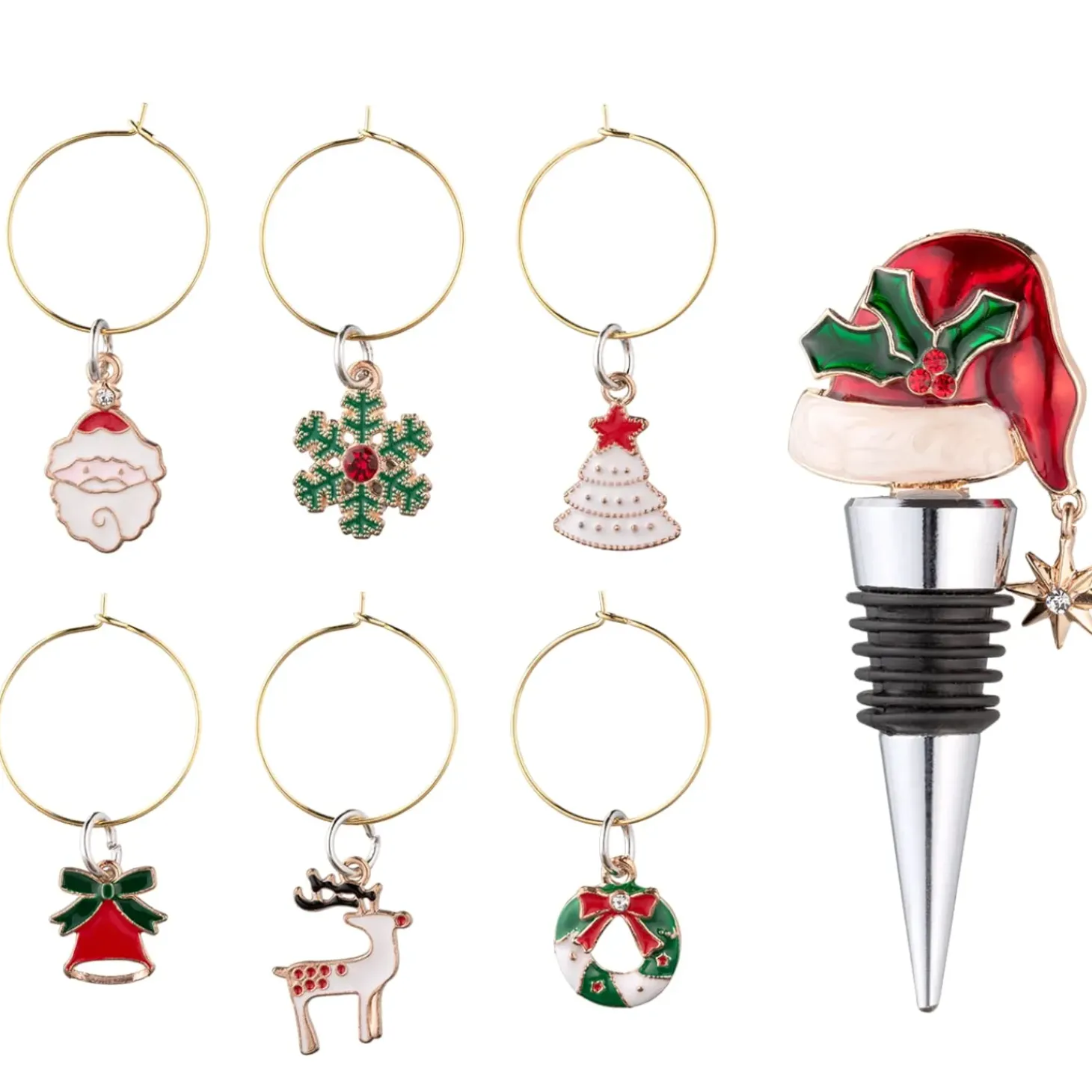 Flaschenstopper-Set "Weihnachtsmutze"