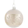 Glaskugel Creme Mit Weisem Muster, 7 Cm