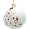 Glaskugel Cremefarben Matt Mit Glitzerbaum, 7 Cm