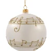 Glaskugel Cremefarben Mit Notenband, 10 Cm