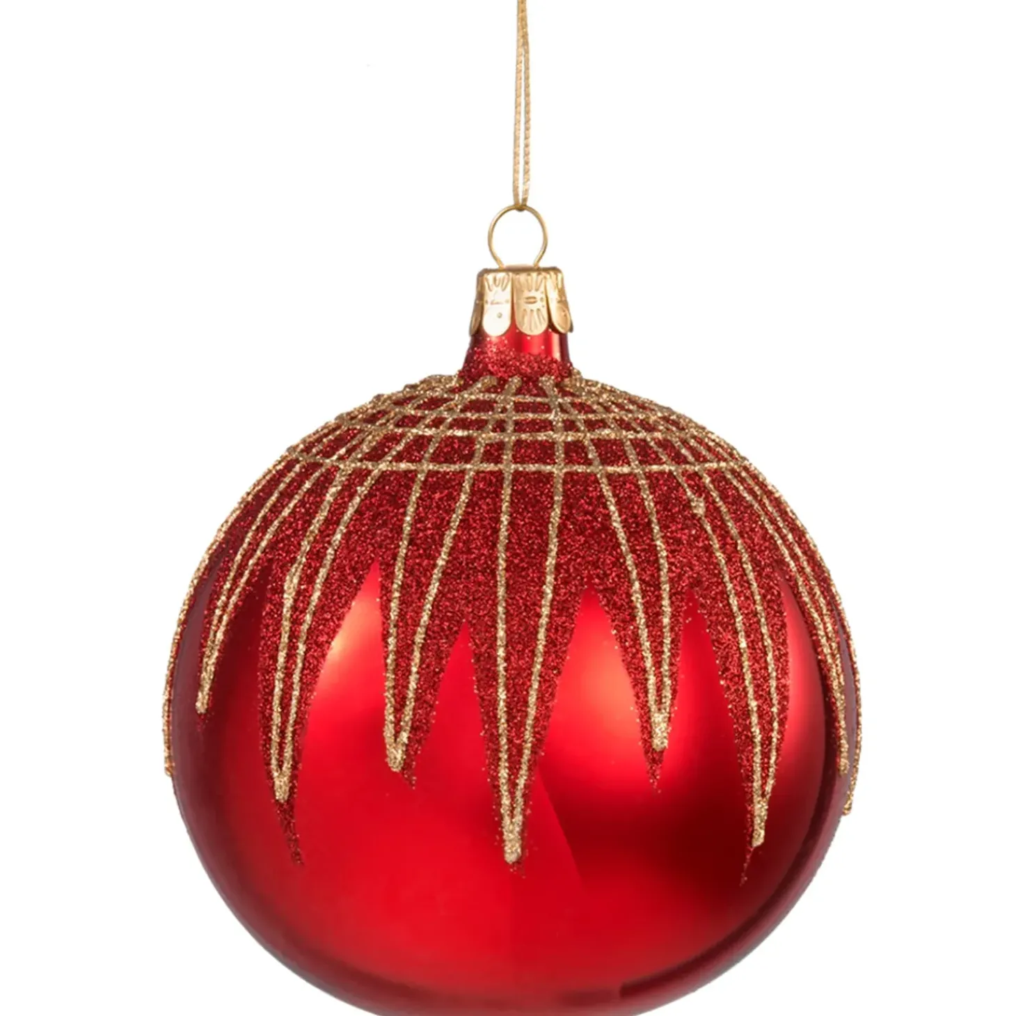 Glaskugel Rot Mit Glitterdach, 10 Cm
