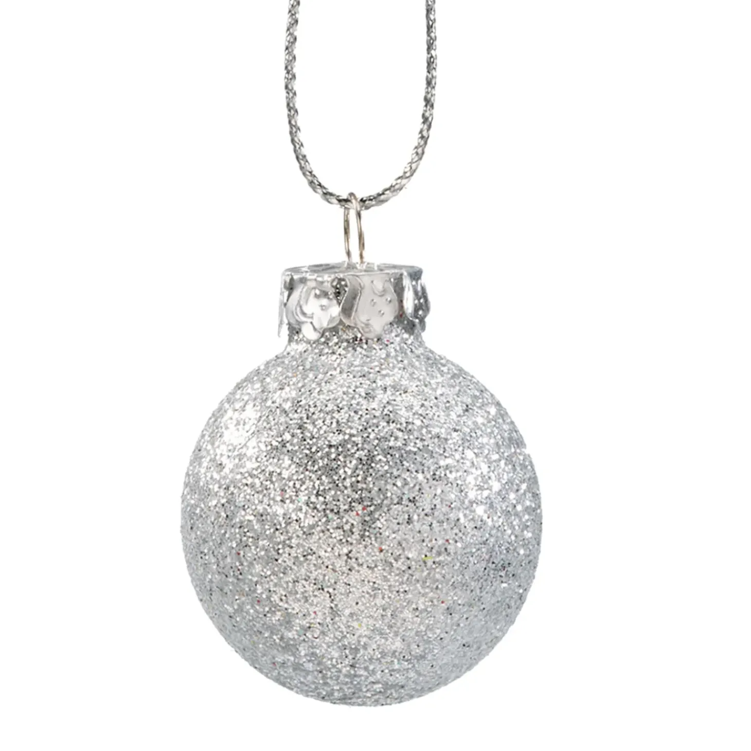 Glaskugel Silber Mit Glitzer, 3Cm