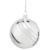 Glaskugel Silber Mit Glitzerdekor, 8 Cm