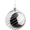 Glaskugel Silber Mit Silber Spiraldekor, 8 Cm