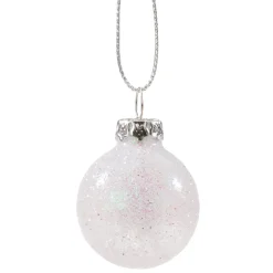 Glaskugel Weis Mit Silber Glimmer, 3 Cm