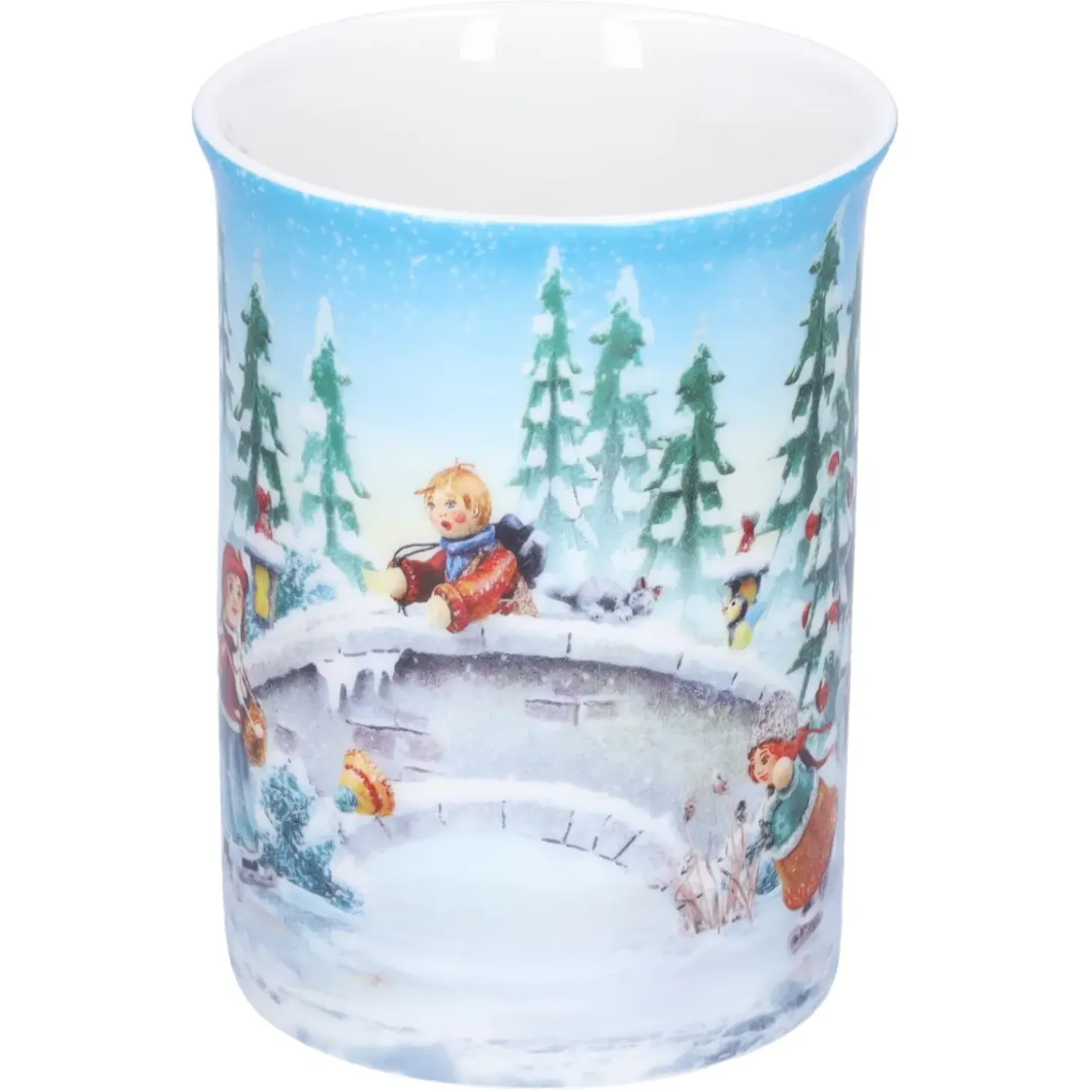 Porzellan-Tasse "Schlittschuhlauf"