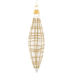 Zapfen Klar Mit Glitzer Gold/Weis